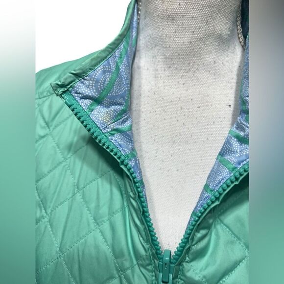 Peter Millar Vest Womens Large Reversible Green Blue Full Zip Casual Warmth - Picture 3 of 8